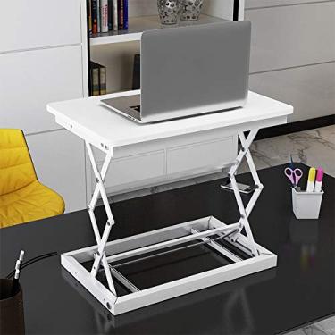 Imagem de ZXLPHA Mesa de computador levantável em pé dobrável para laptop, mesa de trabalho, levantável, móvel, para escritório