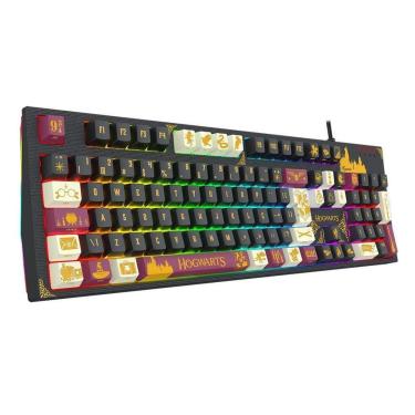 Imagem de Teclado Mecanico Gamer Harry Potter Amsa Hogwart's, RGB, Full Size, ABNT2, USB, Preto - HP-592RGB-Unissex