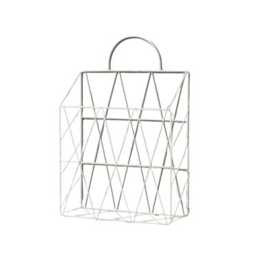 Imagem de Escritório Porta-revistas portátil de ferro montado na parede, decoração para casa, prateleiras Organizador de mesa(White handle)