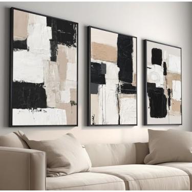 Imagem de Kit 3 Quadros Decorativos Com Moldura Tecido Canvas, Arte Para Quarto, Sala, Corredor, 50x70cm