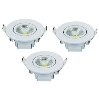 Imagem de Kit 3 Spot Led Direcionavel Redondo Embutir 6W 6500K