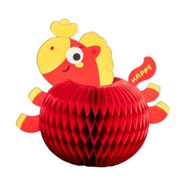 Imagem de Fancyes Centro de mesa em forma de favo de mel com cavalo, enfeite leve para decoração de primavera, ideal para mesas, prateleiras e escritórios, 13cmx32cm B