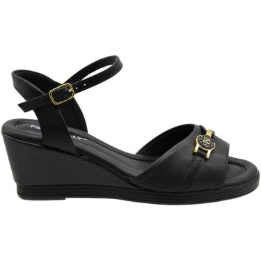 Imagem de Sandália Salto Médio Anabela Piccadilly Macia Adorno Metal Feminina