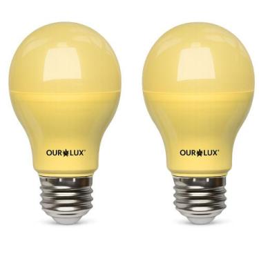Imagem de Kit 2 lampada anti inseto 4w branco quente biv e27 ourolux