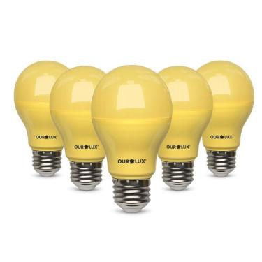 Imagem de Kit 5 lampada anti inseto 4w branco quente biv e27 ourolux