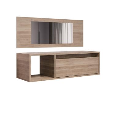 Imagem de Penteadeira Camarin Suspenso Espelho 1p Nicho Quarto Mayumi 90cm Freijó - D'Rossi