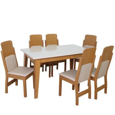 Imagem de Mesa de Jantar Retangular Sophia 6 Cadeiras MDF - Móveis São Carlos, A