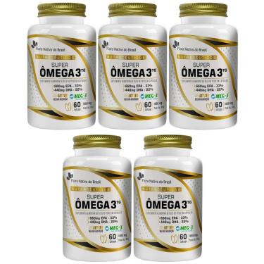 Imagem de Kit Com 05 - Super Ômega 3 (MEG-3) 33EPA/22DHA 1000mg 60 SoftCaps Flora Nativa do Brasil-Unissex