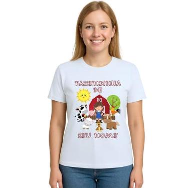 Imagem de Camiseta Fazendinha Menina Estampa Personalizada - Use P4, Branco, Adu
