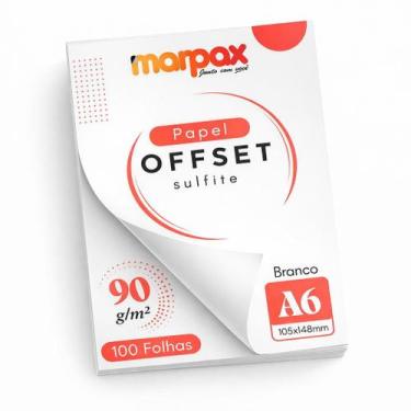 Imagem de Papel Offset 90g A6 105x148mm Branco Marpax 100 fls