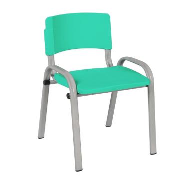 Imagem de Cadeira Infantil Iso Base Cinza Para Atividades Didáticas Creche Escola Empilhável Em Aço