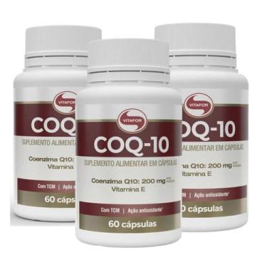 Imagem de Kit 3 Coenzima Q10 Vitafor 60 Cápsulas 200mg Sabor: Neutro, Neutro