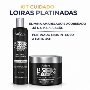 Imagem de Kit Shampoo e Máscara Black Platinum Matizador Platinador Loiros e Gri