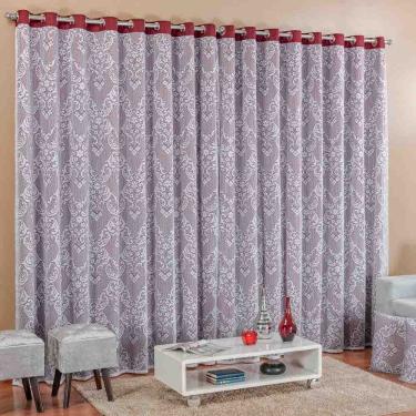 Imagem de Cortina Capri para Sala Vinho com Renda Varão Simples 3 Metros - Bordados Ricardo