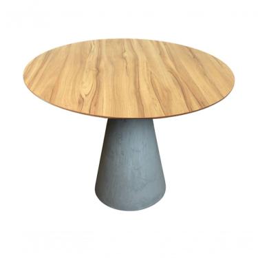 Imagem de Mesa De Jantar Cone Cimento Rústico 130 Cm Tampo Nogueira Cor Cinza Claro