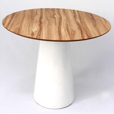 Imagem de Mesa De Jantar Cone 80 Cm Tampo Nogueira Cor Branco