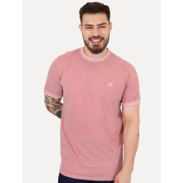 Imagem de Camiseta Colcci Masculina Slim Crewneck Logo Bordado Rosa Claro-Masculino