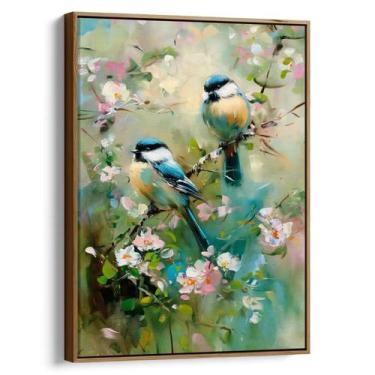 Imagem de Quadro Dança dos Pássaros Primaveris - Mioquadros, 120x80 cm, Tabaco