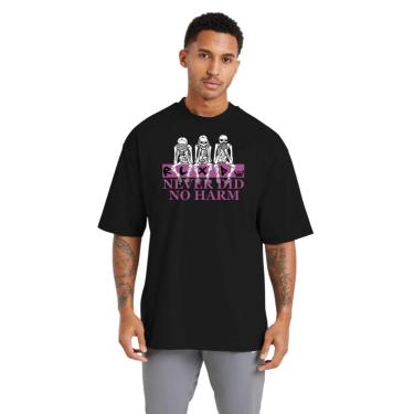 Imagem de Camiseta de Algodão Oversized Streetwear para Homens com Gola Redonda Ideal para Academia e Esporte-Masculino