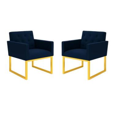 Imagem de Kit 2 Poltronas Decorativas Reforçada Recepção Base Ferro - Móveis Maf
