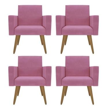 Imagem de Kit 4 Cadeira Para Recepção Barbearia Sala De Espera Lina - Móveis Maf