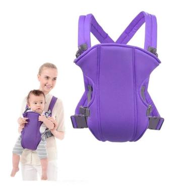 Imagem de Canguru Ergonomico Bebe Mochila Carregador Crianca 3 Posicoes Ate 15kg Slim Portatil Passeio Roxo