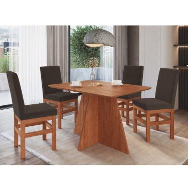 Imagem de Conjunto Sala de Jantar Mesa 120cm e 4 Cadeiras Joli 150/14 Moveis Zamarchi