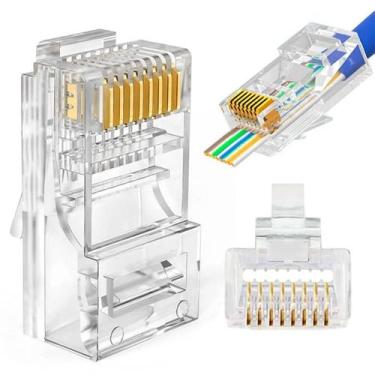 Imagem de Conector de Rede RJ-45 de Passagem EZ Crimp CAT5e Vazado, Pacote com 1
