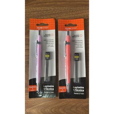 Imagem de Kit Lapiseira Técnica com Grafites 0.7mm OEM Jocar Office Formato Hexagonal 2 Unidades Lilás e Rosa