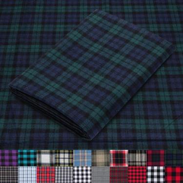 Imagem de Tecido de flanela de algodão xadrez Blackwatch azul e verde 152 cm - M