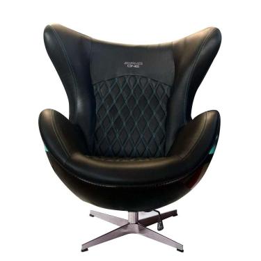 Imagem de Poltrona Decorativa Egg Chair Amg One G53 Giratória Cinza-preto Design Temático Confortável Gran Belo