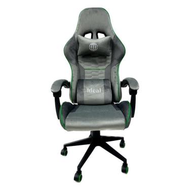 Imagem de Cadeira Gamer Ideal Giratória com Ajuste de Altura Reclinável em Veludo Cinza