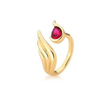 Imagem de Anel com gota rubi banhado a ouro 18k com zircônias - VIDIÈ, 19