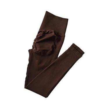 Imagem de Leggings De Yoga Femininas De Cintura Alta Sem Costura, Calças De Fitn