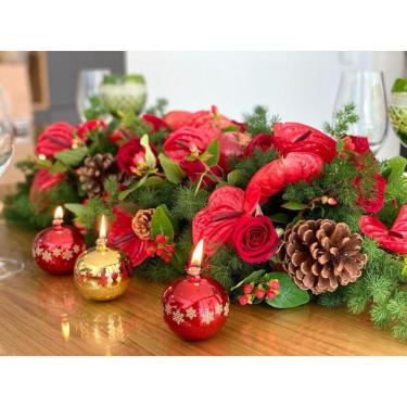 Imagem de Lamparina Decorativa Natal Vermel Para Fluido Velas Bistrot