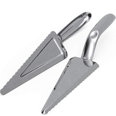 Imagem de Servidores de sobremesa de 25,4 cm resistentes, recicláveis, pacote com 12. Perfeito para servir torta, bolo e pizza. Os melhores cortadores de plástico descartáveis para uma festa de casamento ou aniversário. Ótimos fatiadores de pá para eventos de Catering