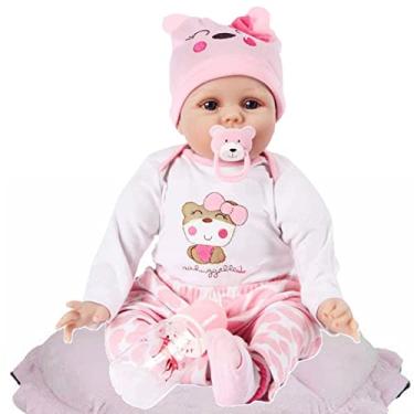 Imagem de Boneca Real – 22 polegadas 55 cm de silicone para bonecas de bebê reborn – boneca recém-nascida realista, conjunto de presente para crianças