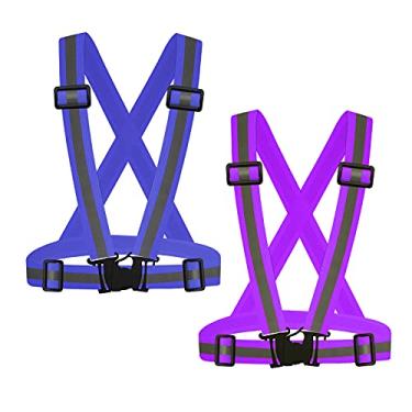 Imagem de SAWNZC Colete refletivo para corrida, pacote com 2, coletes de segurança ajustáveis, tiras refletivas altamente visíveis para corrida noturna, ciclismo, motocicleta, caminhada, corrida