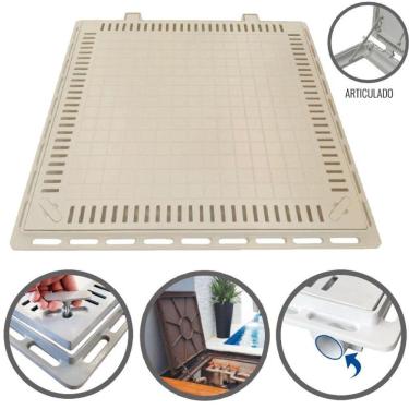 Imagem de Tampão 80 x 80 CM Articulado com Grelha para Casa de Máquinas de Piscinas 3172 Bege GDA