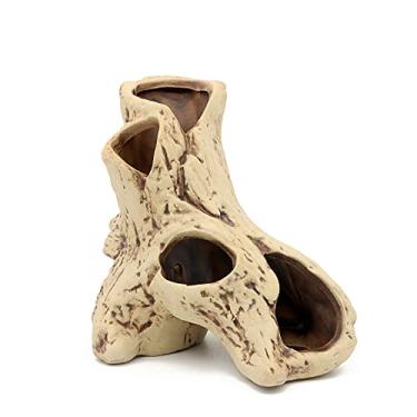 Imagem de ALEGI Furo para cocos de árvore de aquário para peixes Betta, pedra, pedra, acessórios de peixe Betta, decorações de aquário de 36 litros, decoração de pedras de aquário