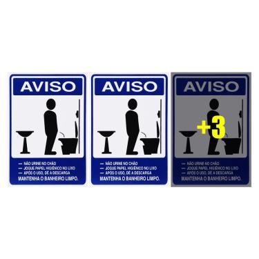 Imagem de Combo 6 Placas De Sinalização Mantenha O Banheiro Limpo Masculino 15X20 Acesso - S-232 F9e