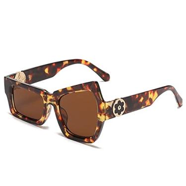 Imagem de Óculos de sol quadrado design de luxo steampunk para mulheres punk óculos de sol irregulares masculinos flor tons uv400 óculos, 3, tamanho único