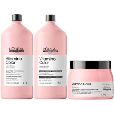 Imagem de Kit  Sh + Cond 1500ml + Masc 500G Vitamino Color Loréal - Vitamino Col