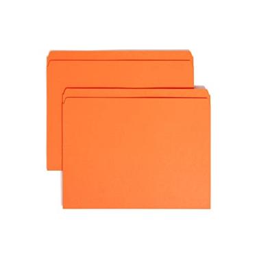 Imagem de Smead Pasta de arquivos, aba de corte reto, tamanho carta, laranja, 100 por caixa (10941)