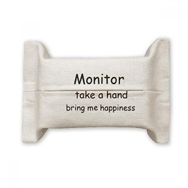 Imagem de Monitor Take A Hand Bring Me Happiness Suporte de capa de papel para lenços faciais Bolsa de linho de algodão
