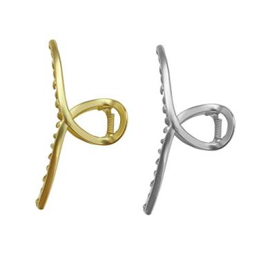 Imagem de 2 Unidades Acessório De Cabelo Com Presilha De Tubarão Clipe De Garra De Metal Clipe De Garra De Pérola Grampos De Cabelo Jacaré Clipes De Garra Decorar Senhorita Liga Simples