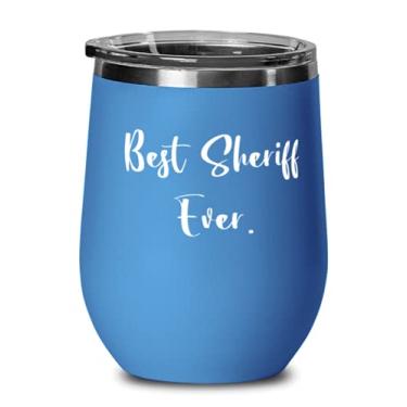 Imagem de Lindo xerife, melhor xerife de todos os tempos, taça de vinho inspiradora para homens e mulheres do time Leader