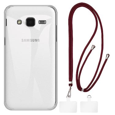 Imagem de Shantime Capa para Samsung Galaxy J2 2015 + cordões universais para celular, pescoço/alça macia de silicone TPU capa protetora para Samsung Galaxy J2 J200F (4,7 polegadas)