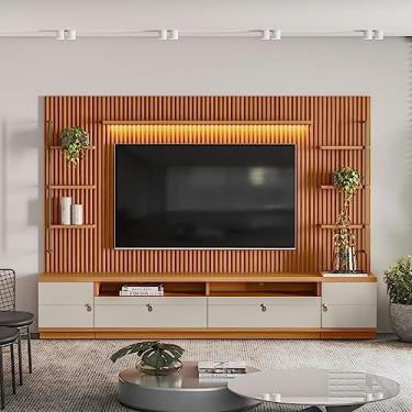 Imagem de Estante Home Ripado 268cm Aloha para TV até 75 Nature/Off WHite G77 - Gran Belo