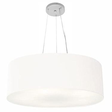 Imagem de Lustre Pendente Cilíndrico Cúpula Tecido 60x21 cm, Vivare Iluminação, Pendente4010 BR, Branco, Grande